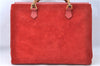 Authentic GUCCI Bamboo Hand Bag Suede Leather Red J0761