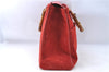 Authentic GUCCI Bamboo Hand Bag Suede Leather Red J0761