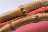 Authentic GUCCI Bamboo Hand Bag Suede Leather Red J0761