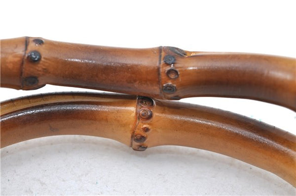 Authentic GUCCI Bamboo Hand Bag Suede Leather Red J0761