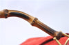 Authentic GUCCI Bamboo Hand Bag Suede Leather Red J0761