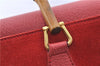 Authentic GUCCI Bamboo Hand Bag Suede Leather Red J0761