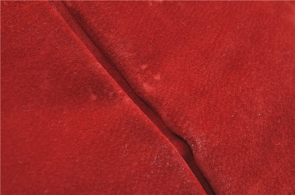 Authentic GUCCI Bamboo Hand Bag Suede Leather Red J0761