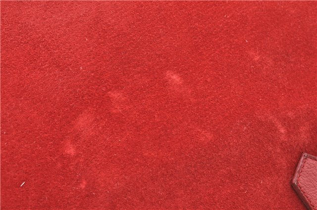 Authentic GUCCI Bamboo Hand Bag Suede Leather Red J0761