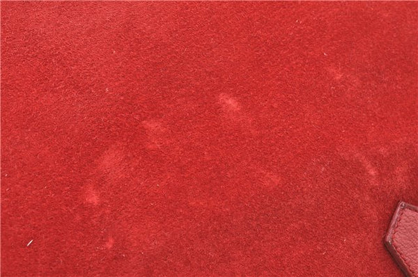 Authentic GUCCI Bamboo Hand Bag Suede Leather Red J0761