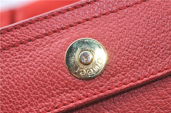 Authentic GUCCI Bamboo Hand Bag Suede Leather Red J0761
