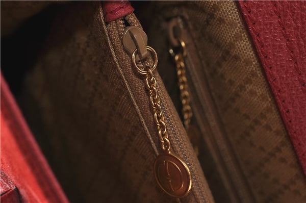 Authentic GUCCI Bamboo Hand Bag Suede Leather Red J0761