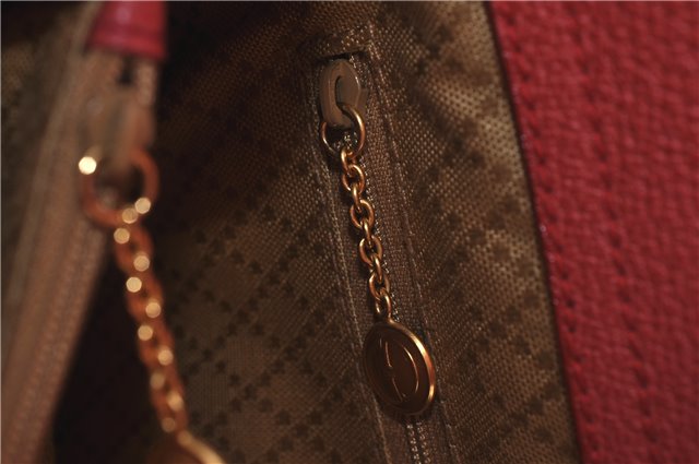 Authentic GUCCI Bamboo Hand Bag Suede Leather Red J0761