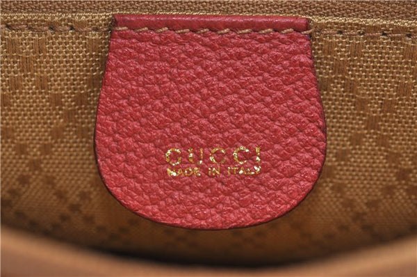 Authentic GUCCI Bamboo Hand Bag Suede Leather Red J0761