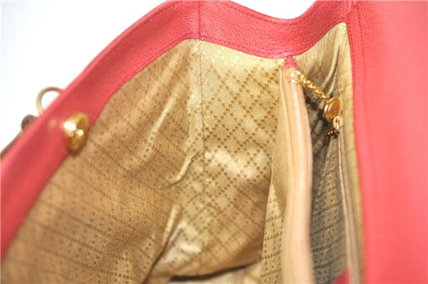 Authentic GUCCI Bamboo Hand Bag Suede Leather Red J0761