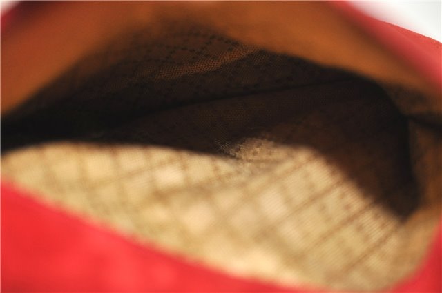 Authentic GUCCI Bamboo Hand Bag Suede Leather Red J0761