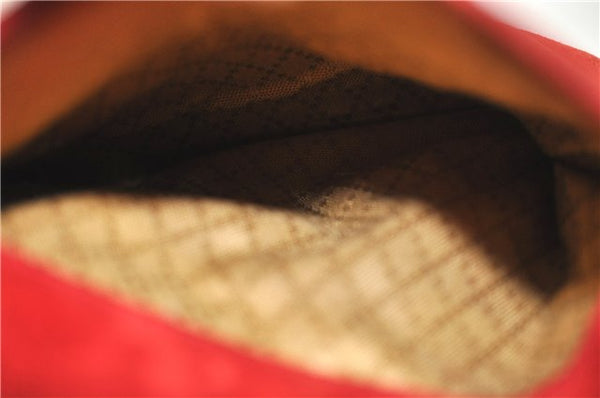 Authentic GUCCI Bamboo Hand Bag Suede Leather Red J0761