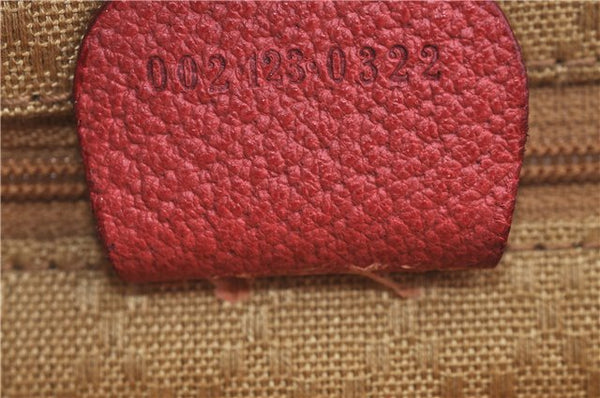 Authentic GUCCI Bamboo Hand Bag Suede Leather Red J0761