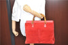 Authentic GUCCI Bamboo Hand Bag Suede Leather Red J0761