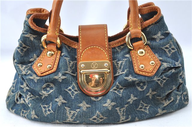 Authentic Louis Vuitton Monogram Denim Pleaty Hand Bag M95020 LV J0762