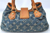 Authentic Louis Vuitton Monogram Denim Pleaty Hand Bag M95020 LV J0762