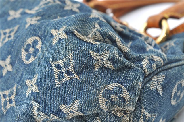 Authentic Louis Vuitton Monogram Denim Pleaty Hand Bag M95020 LV J0762