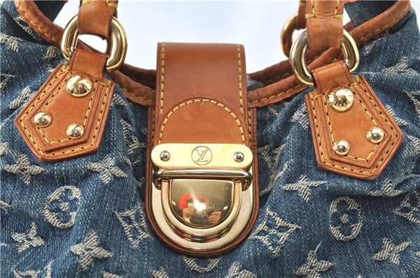 Authentic Louis Vuitton Monogram Denim Pleaty Hand Bag M95020 LV J0762