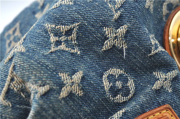 Authentic Louis Vuitton Monogram Denim Pleaty Hand Bag M95020 LV J0762
