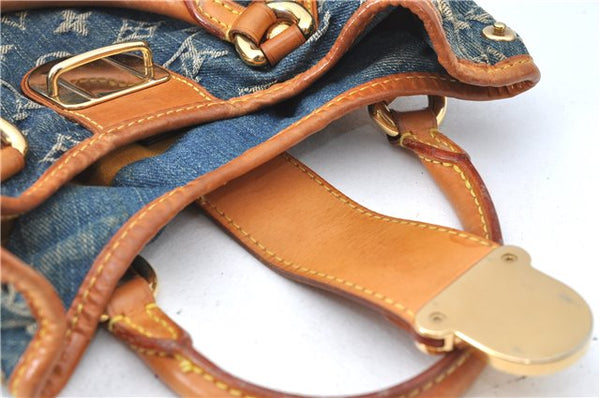 Authentic Louis Vuitton Monogram Denim Pleaty Hand Bag M95020 LV J0762