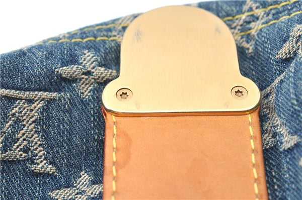 Authentic Louis Vuitton Monogram Denim Pleaty Hand Bag M95020 LV J0762