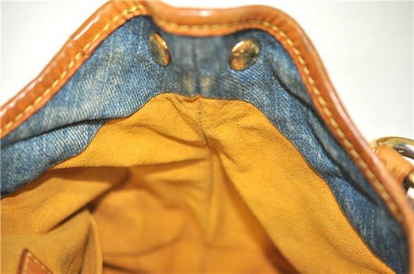 Authentic Louis Vuitton Monogram Denim Pleaty Hand Bag M95020 LV J0762