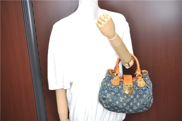 Authentic Louis Vuitton Monogram Denim Pleaty Hand Bag M95020 LV J0762