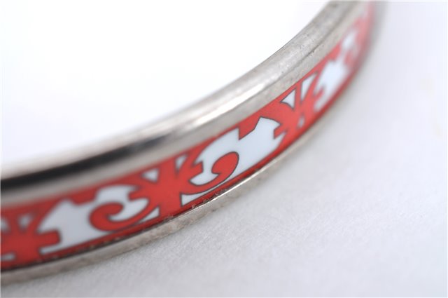 Authentic HERMES Email PM Bangle Gadarkivir Motif Silver Red White Box J0763