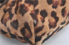 Authentic FENDI Leopard Motif Shoulder Hand Bag Unborn Calf Fur Brown J0764