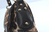 Authentic FENDI Leopard Motif Shoulder Hand Bag Unborn Calf Fur Brown J0764