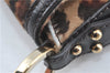 Authentic FENDI Leopard Motif Shoulder Hand Bag Unborn Calf Fur Brown J0764