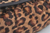 Authentic FENDI Leopard Motif Shoulder Hand Bag Unborn Calf Fur Brown J0764