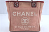 Authentic CHANEL Deauville Line Shoulder Tote Bag Canvas Leather Pink Red J0767