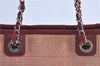 Authentic CHANEL Deauville Line Shoulder Tote Bag Canvas Leather Pink Red J0767