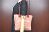 Authentic CHANEL Deauville Line Shoulder Tote Bag Canvas Leather Pink Red J0767