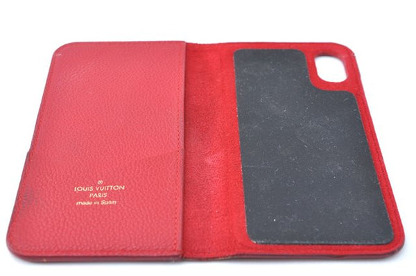 Authentic Louis Vuitton Empreinte Folio iPhone X Case Red M63588 LV J0773