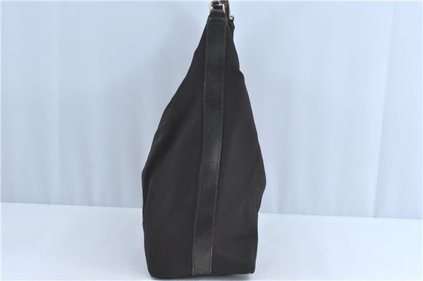 Authentic GUCCI Shoulder Hand Bag Purse Nylon Leather Brown  J0775
