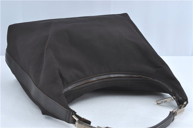 Authentic GUCCI Shoulder Hand Bag Purse Nylon Leather Brown  J0775