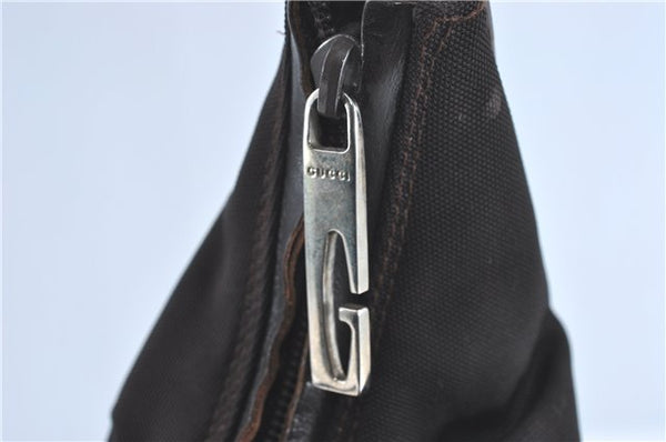 Authentic GUCCI Shoulder Hand Bag Purse Nylon Leather Brown  J0775