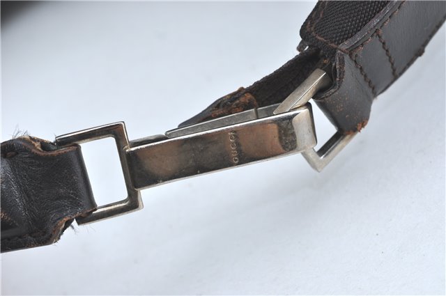 Authentic GUCCI Shoulder Hand Bag Purse Nylon Leather Brown  J0775