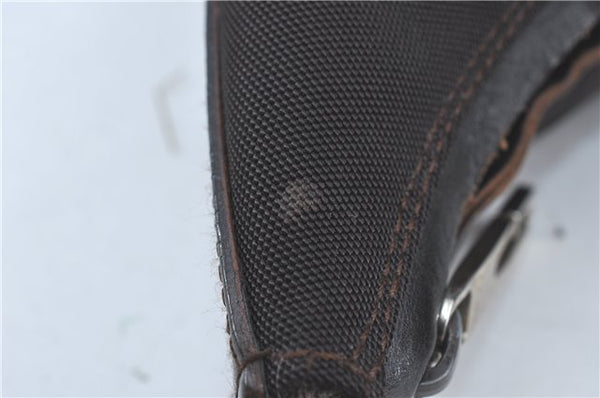 Authentic GUCCI Shoulder Hand Bag Purse Nylon Leather Brown  J0775