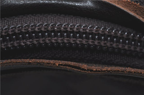 Authentic GUCCI Shoulder Hand Bag Purse Nylon Leather Brown  J0775