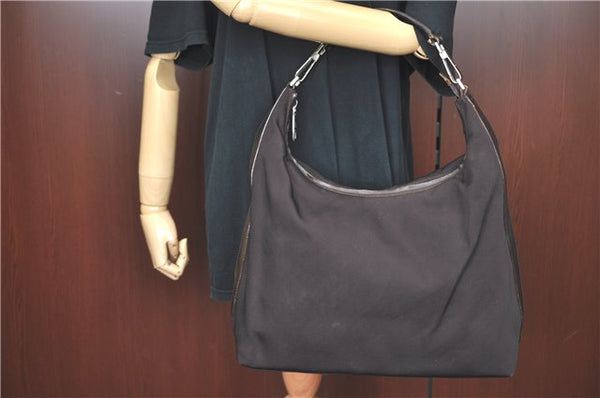 Authentic GUCCI Shoulder Hand Bag Purse Nylon Leather Brown  J0775