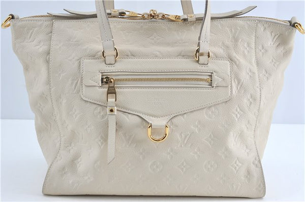 Auth Louis Vuitton Monogram Empreinte Lumineuse PM Tote Bag M93411 White J0778