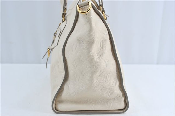 Auth Louis Vuitton Monogram Empreinte Lumineuse PM Tote Bag M93411 White J0778