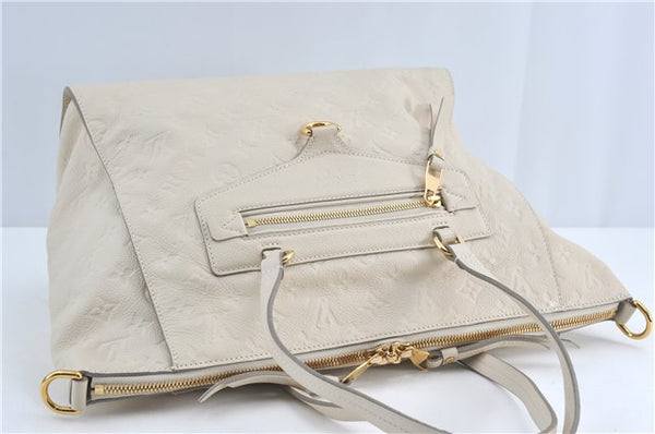 Auth Louis Vuitton Monogram Empreinte Lumineuse PM Tote Bag M93411 White J0778