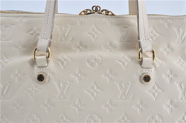 Auth Louis Vuitton Monogram Empreinte Lumineuse PM Tote Bag M93411 White J0778