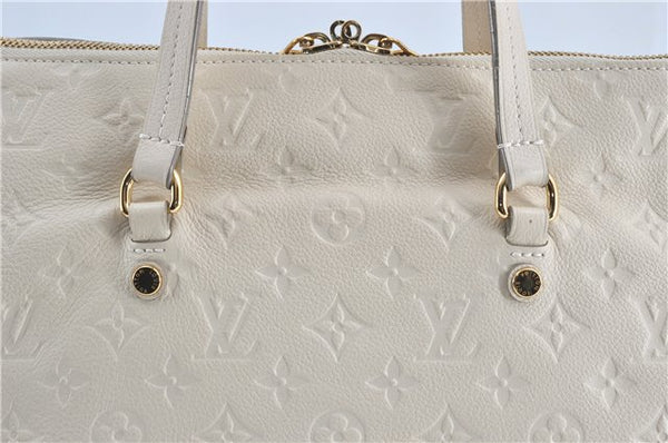 Auth Louis Vuitton Monogram Empreinte Lumineuse PM Tote Bag M93411 White J0778