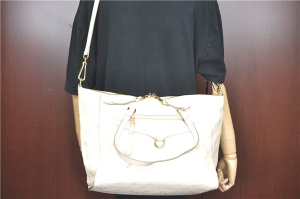 Auth Louis Vuitton Monogram Empreinte Lumineuse PM Tote Bag M93411 White J0778