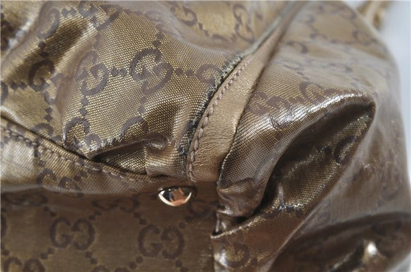 Authentic GUCCI Abbey GG Crystal Shoulder Tote Bag PVC Leather 189835 Gold J0782